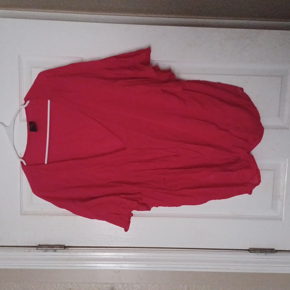 Plus size red v neck blouse